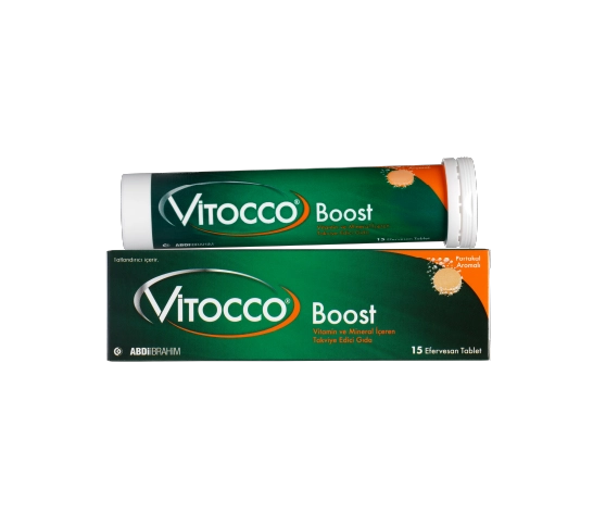 Vitocco Boost 
Boost, Guarana, B Vitamini ve Mineral Kompleksi 15 Efervesan Tablet 