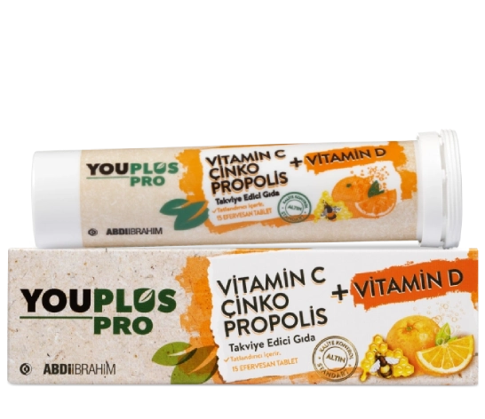 Youplus Pro C Vitamin D Vitamin Çinko Propolis Efervesan 15 Tablet
