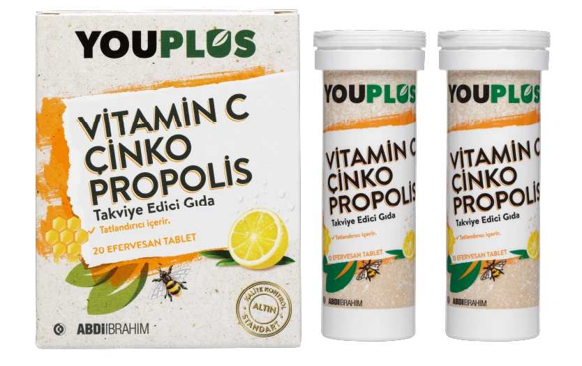 Youplus Vitamin C 
Çinko & Propolis 20 Efervesan Tablet