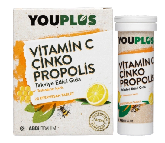Youplus C Vitamini Çinko Propolis Efervesan 20 Tablet