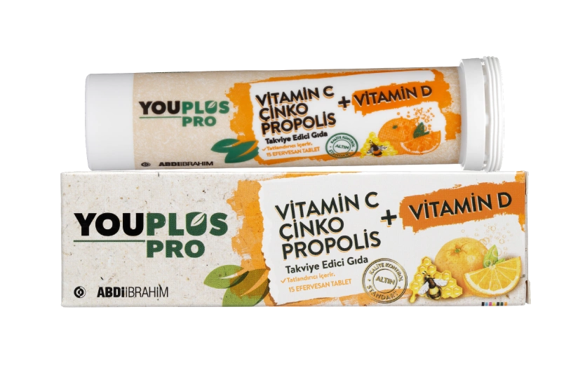 Youplus Pro Vitamin 
C, D, Çinko & Propolis 15 Efervesan Tablet 