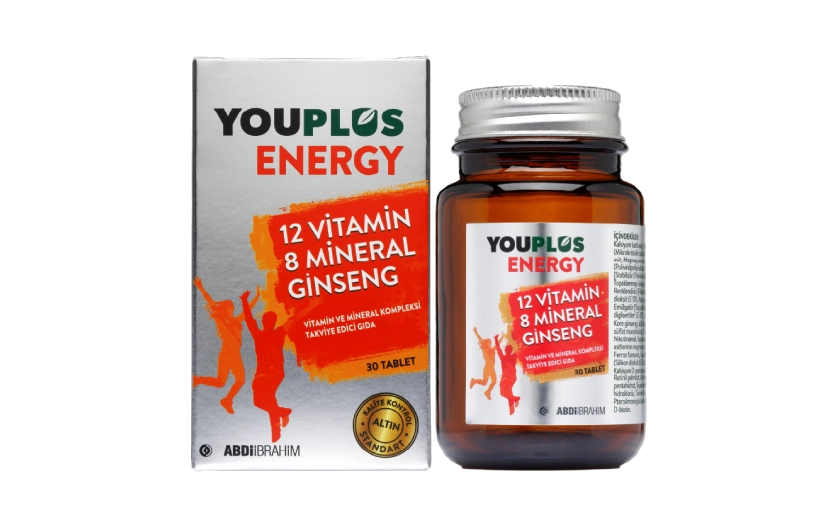 Youplus Energy  
12 Vitamin ve 8 Mineral Kompleksi 30 Tablet