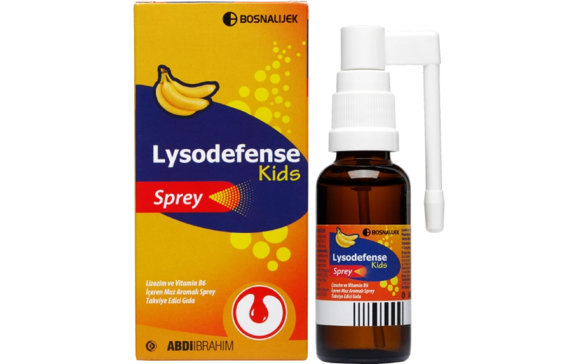 Lysodefense Kids Lizozim ve Vitamin B6 İçeren Muz Aromalı Sprey 30 ML