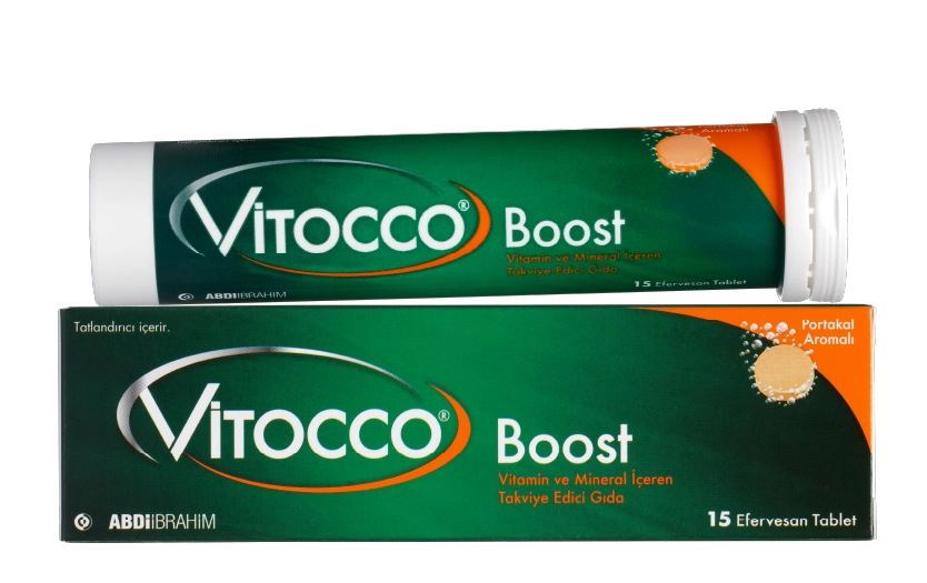 Vitocco Boost Kafein, Guarana, B Vitamini ve Mineral Kompleksi 15 Efervesan Tablet